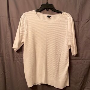 Talbots white sweater elbow length sleeves size xl